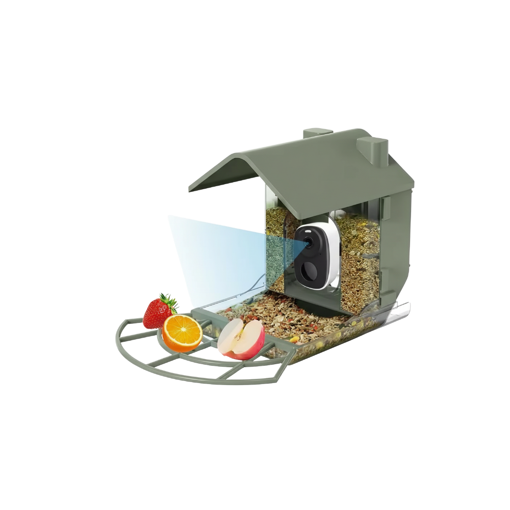 AI Solar Bird Feeder -Army Green - Ozerty
