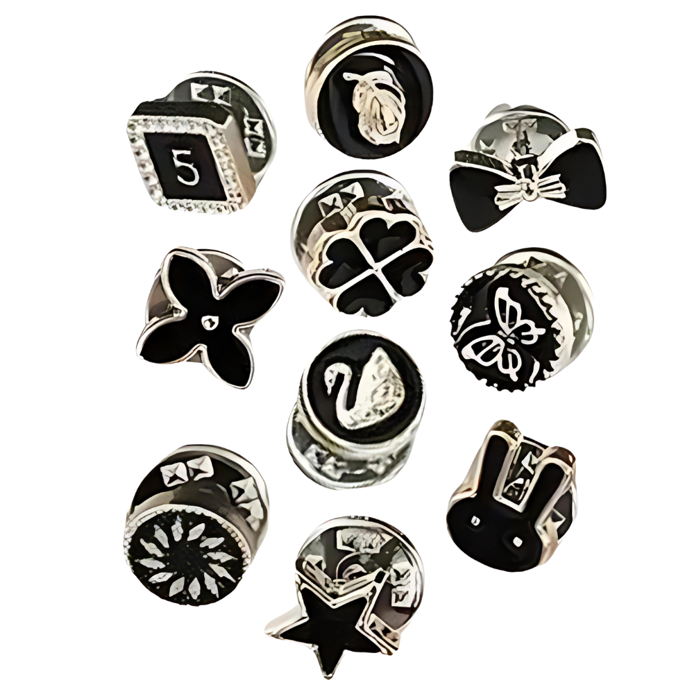 Elegant No-Sew Button Brooch Pins -Mix Black - Ozerty