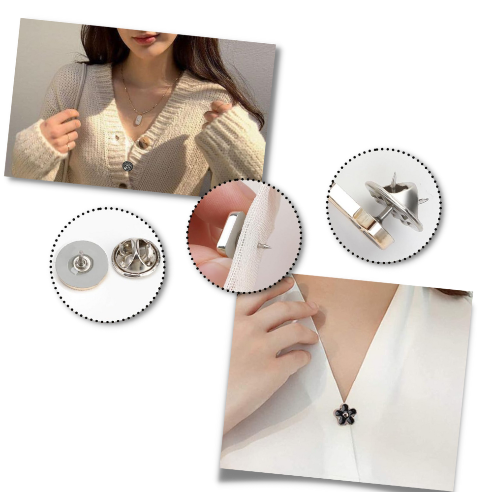 Elegant No-Sew Button Brooch Pins - Ozerty