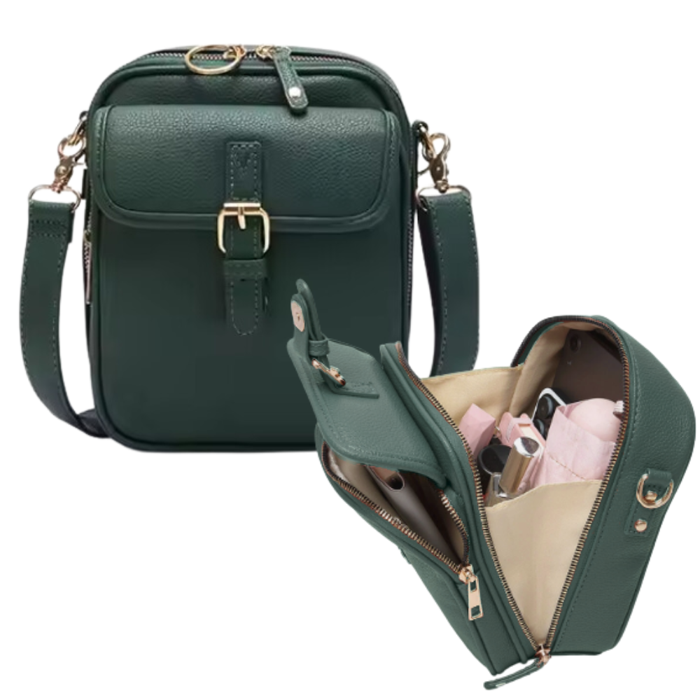Vintage All-in-One Crossbody Bag -Green - Ozerty