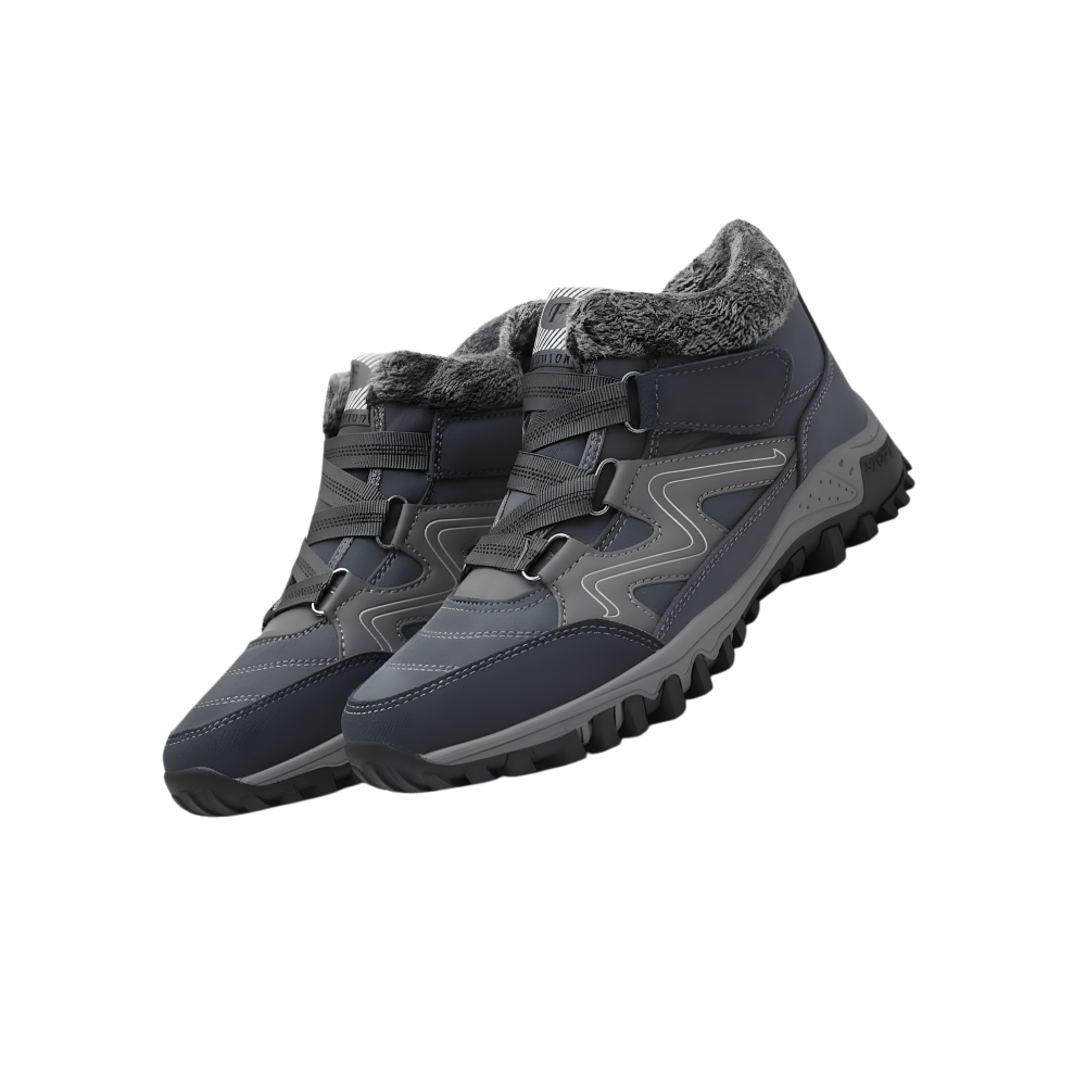 Fleece-Lined Warm Winter Shoes -Dark Grey - Ozerty