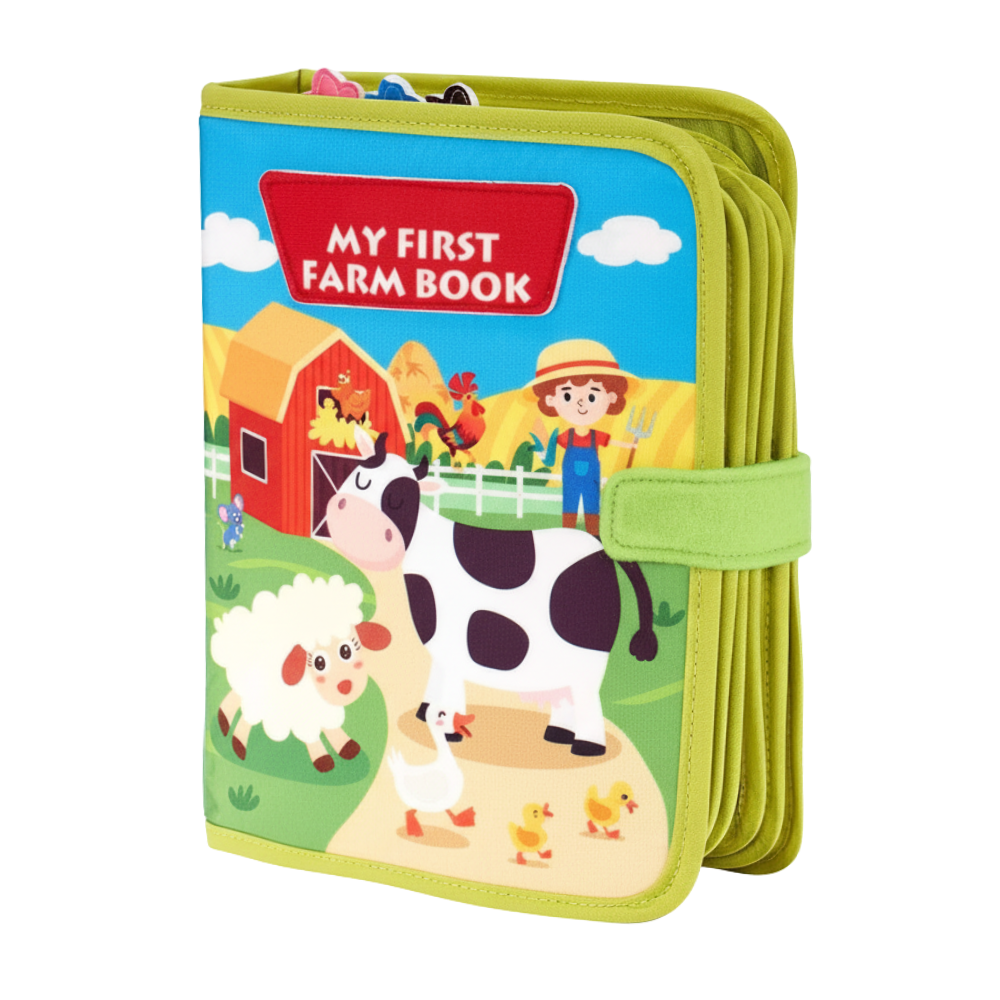 Interactive Farm Velcro Children Book -Yellow - Ozerty