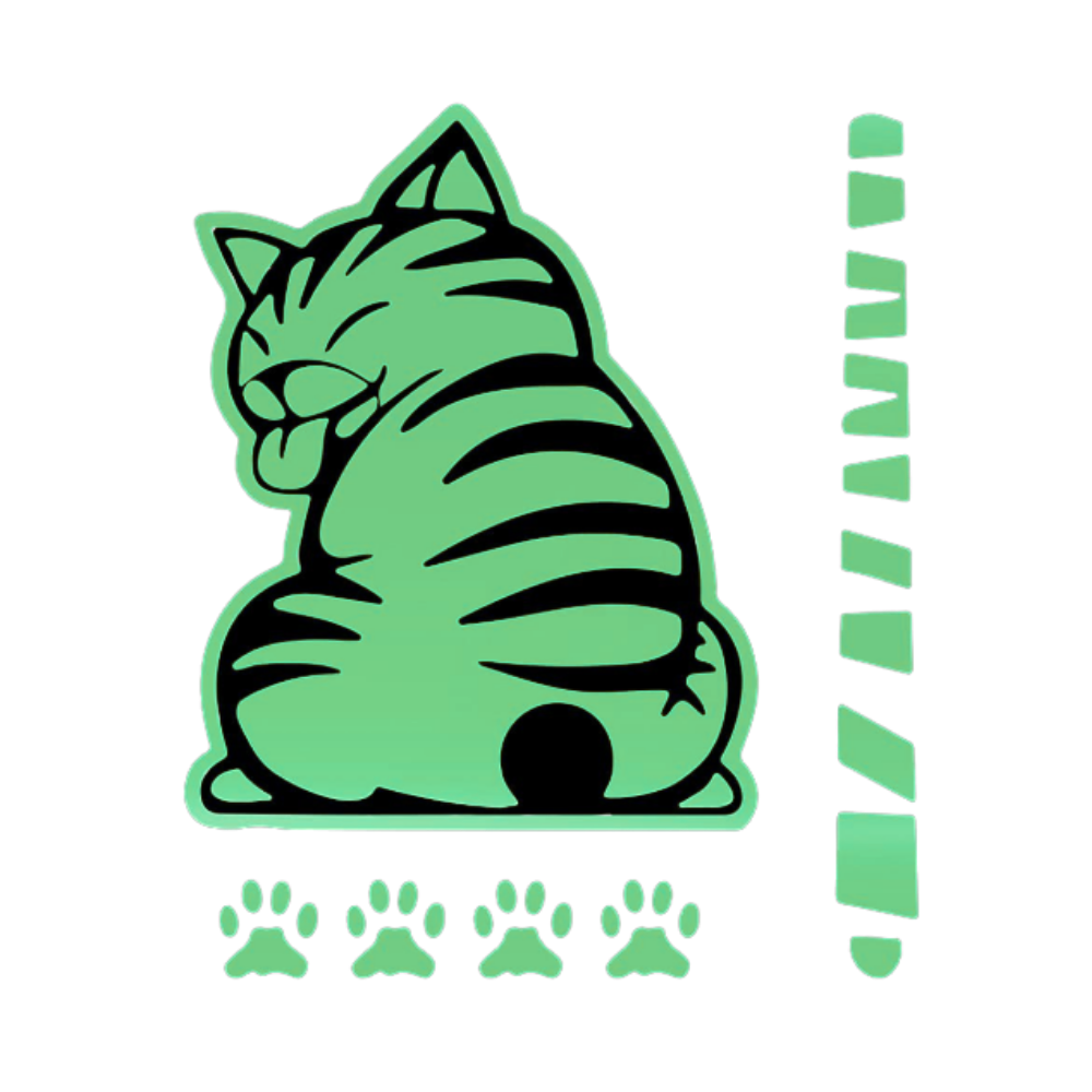 Quirky Cat Wiper Decal -Light Green - Ozerty