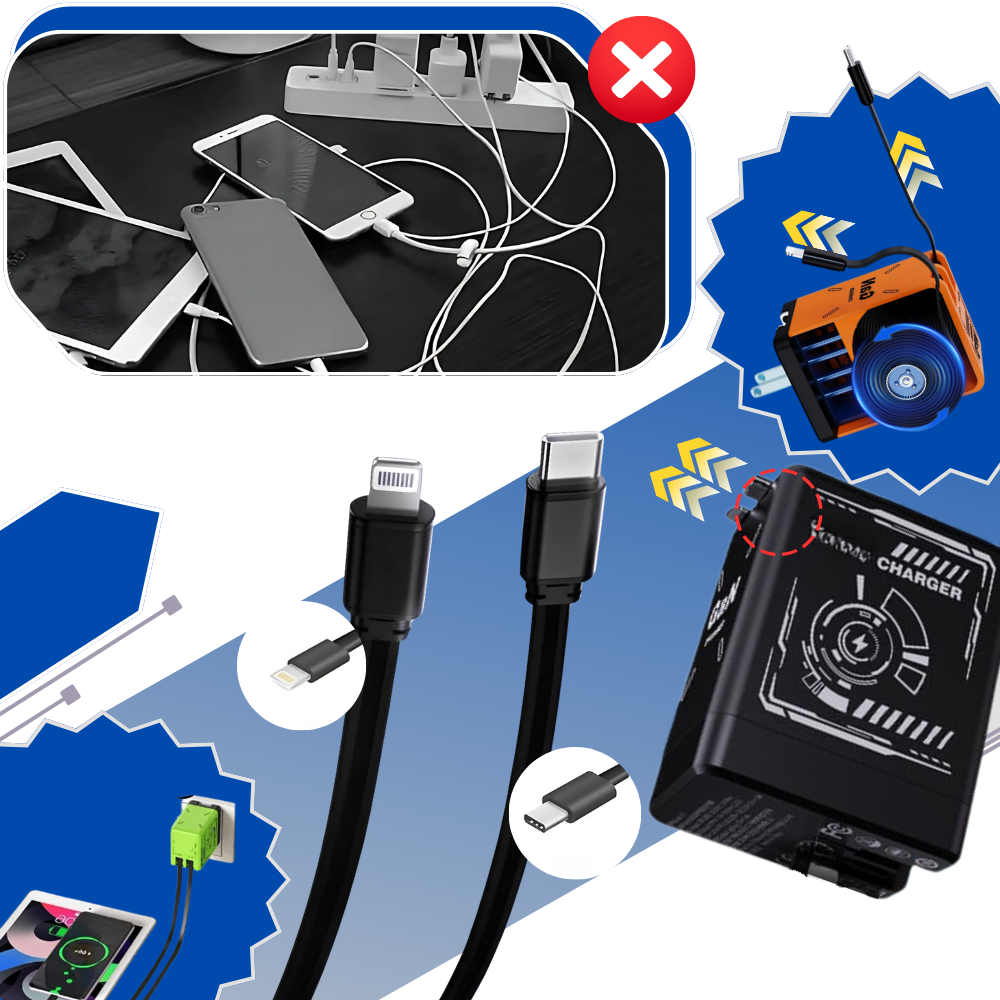 Retractable Cable Dual Charger - Ozerty