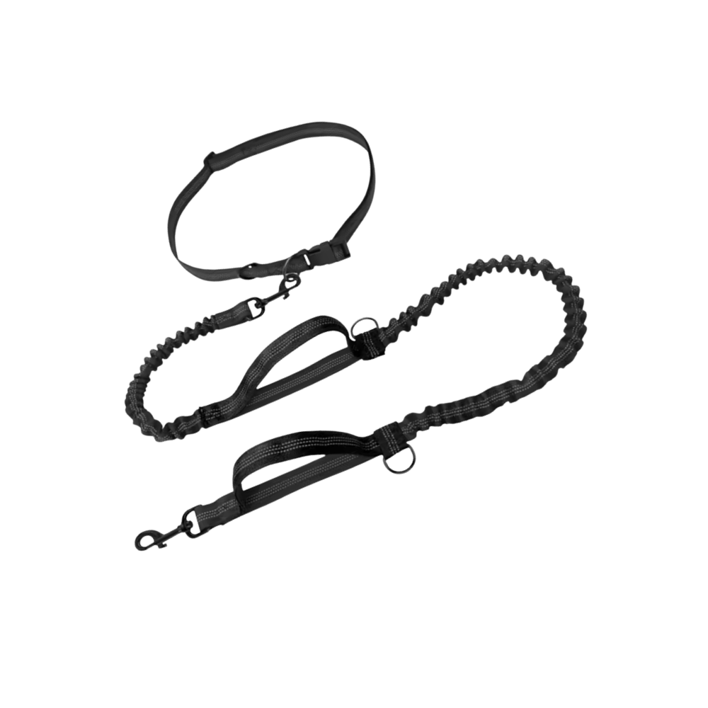 Secure & Ergonomic Dog Waist Leash -Black - Ozerty