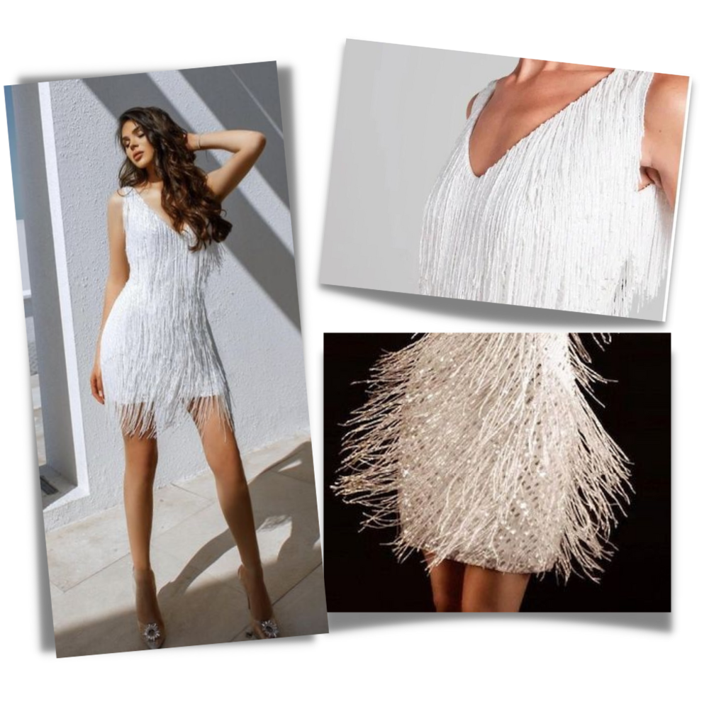 Sequin V-Neck Slip Dress - Ozerty