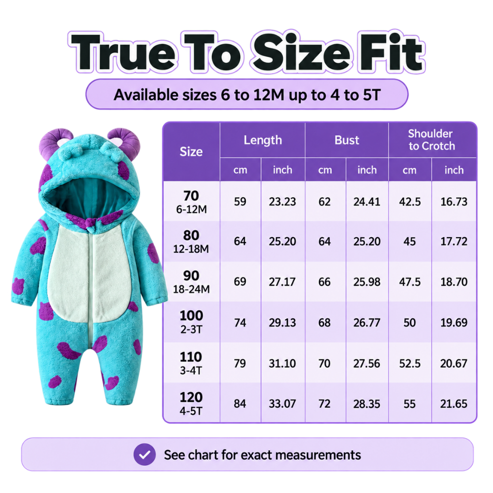 Cozy Horned Baby Monster Costume Jumpsuit - Ozerty
