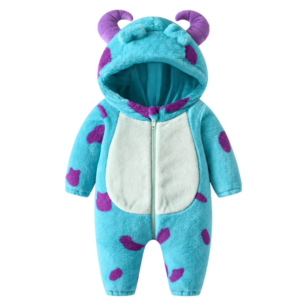 Cozy Horned Baby Monster Costume Jumpsuit -XL - Ozerty
