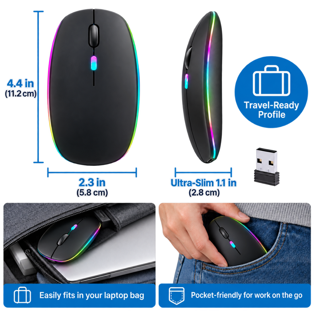 Slim Portable Silent Wireless Mouse - Ozerty