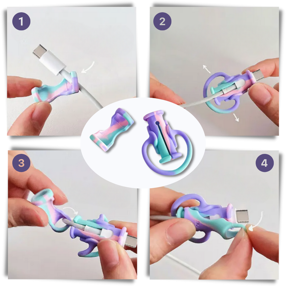 2 in 1 Silicone Cable Winder: - Ozerty