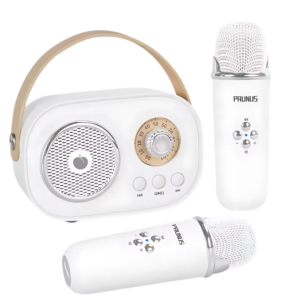 Bluetooth Dual Mic Kids Mini Karaoke -White - Ozerty