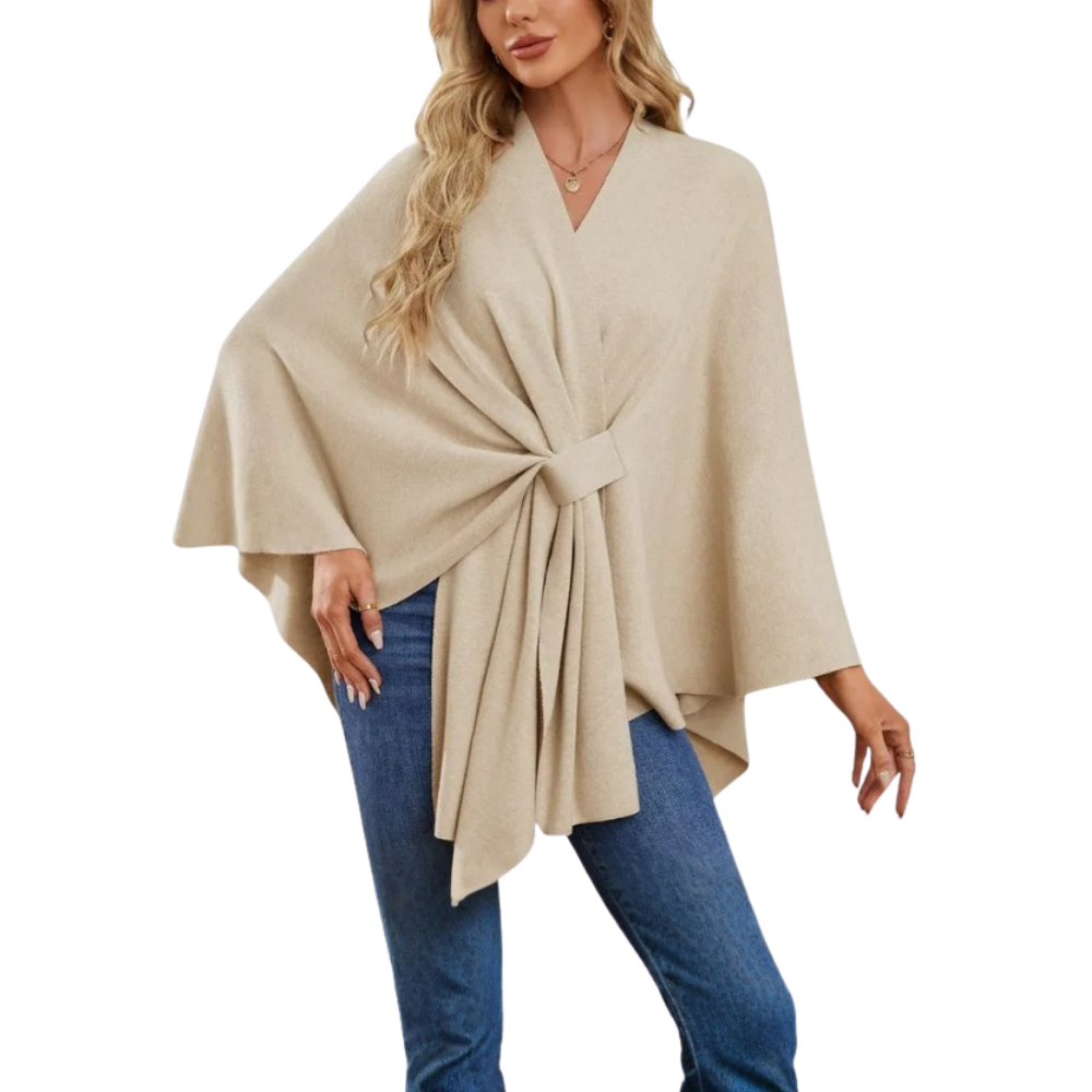 Chic Women Knitted Poncho -Apricot - Ozerty