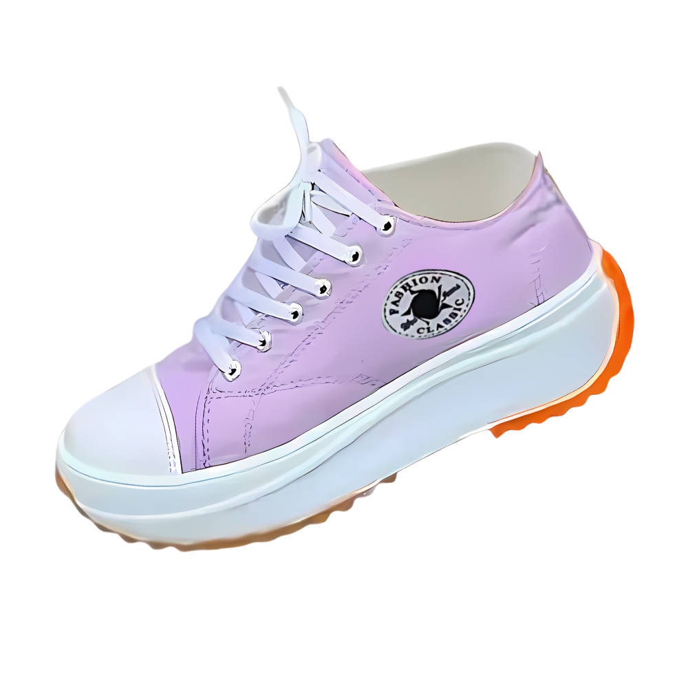 Comfortably Elevated Slip-Free Canvas Sneaker -Purple - Ozerty