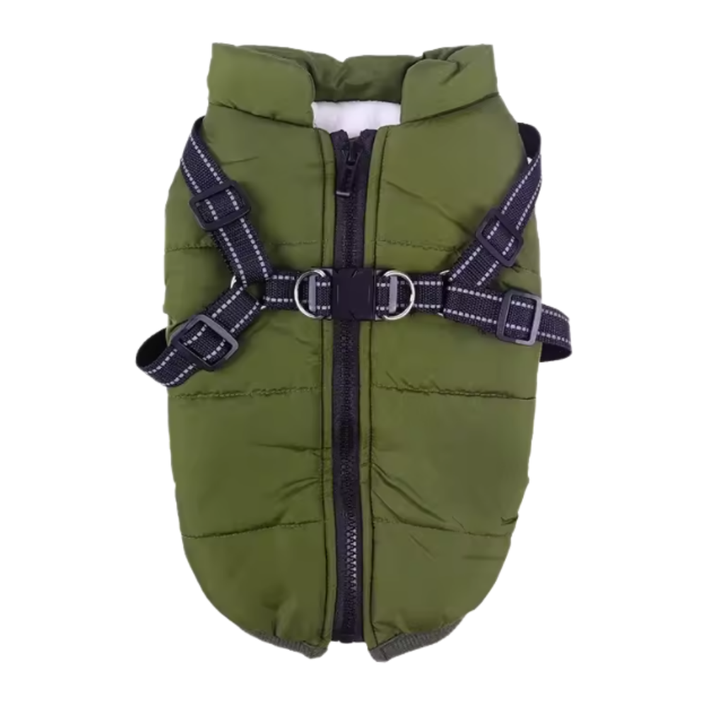 Cozy Dog Harness Winter Jacket -Green - Ozerty