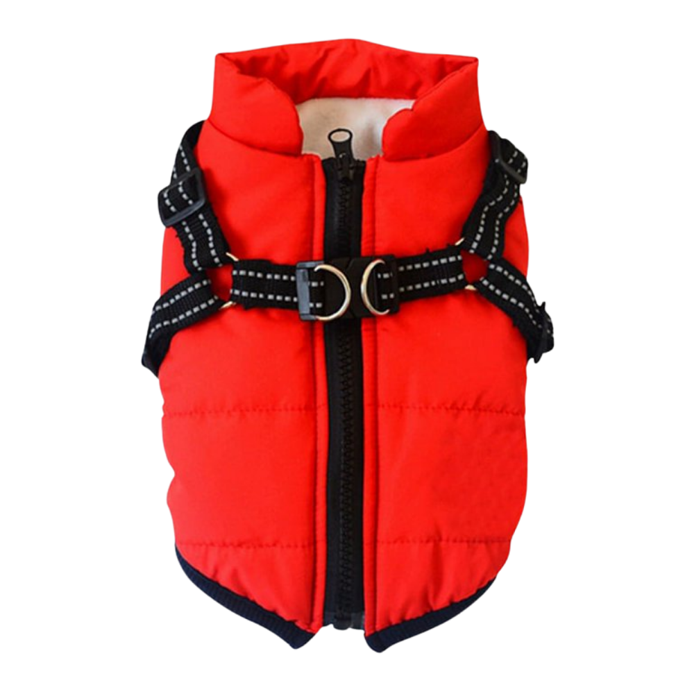 Cozy Dog Harness Winter Jacket -Red - Ozerty