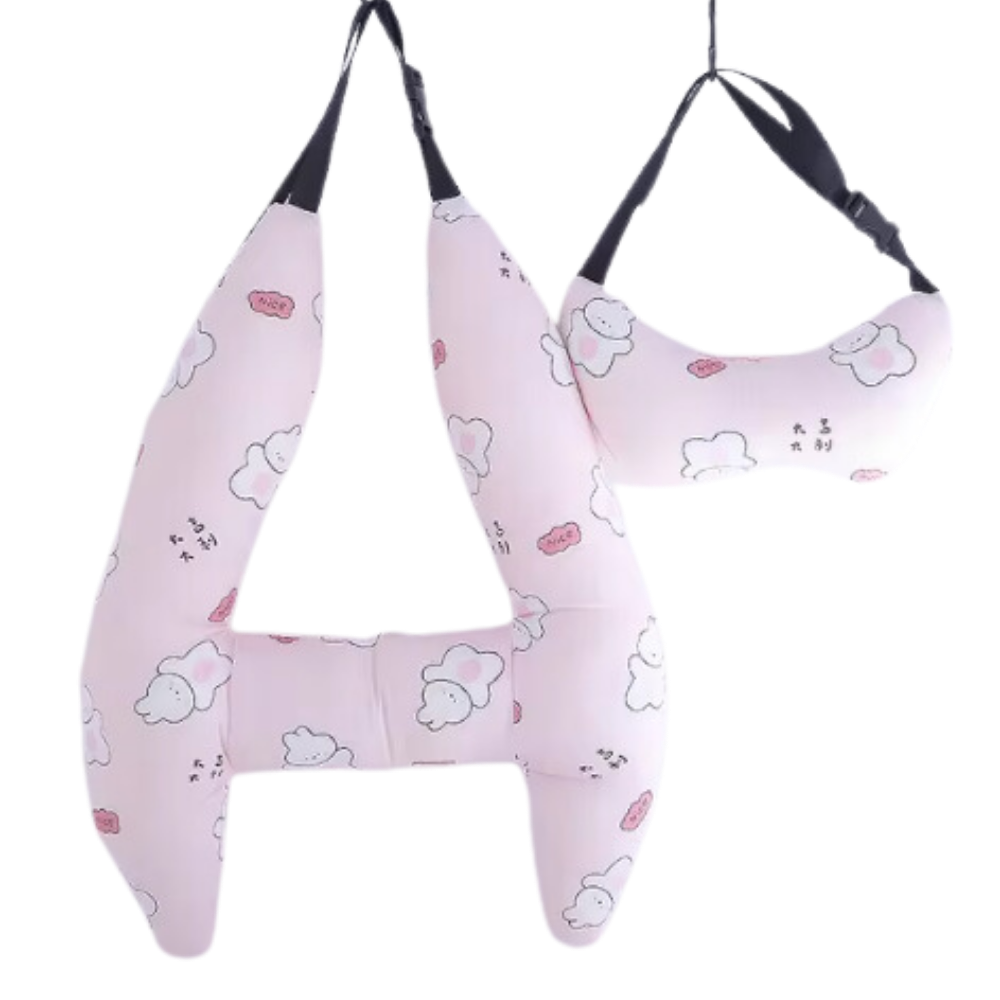 Ergonomic Support Travel Neck Pillow -Water pink bunny - Ozerty