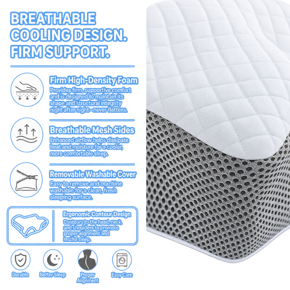 Firm Contour Cervical Memory Foam Pillow - Ozerty