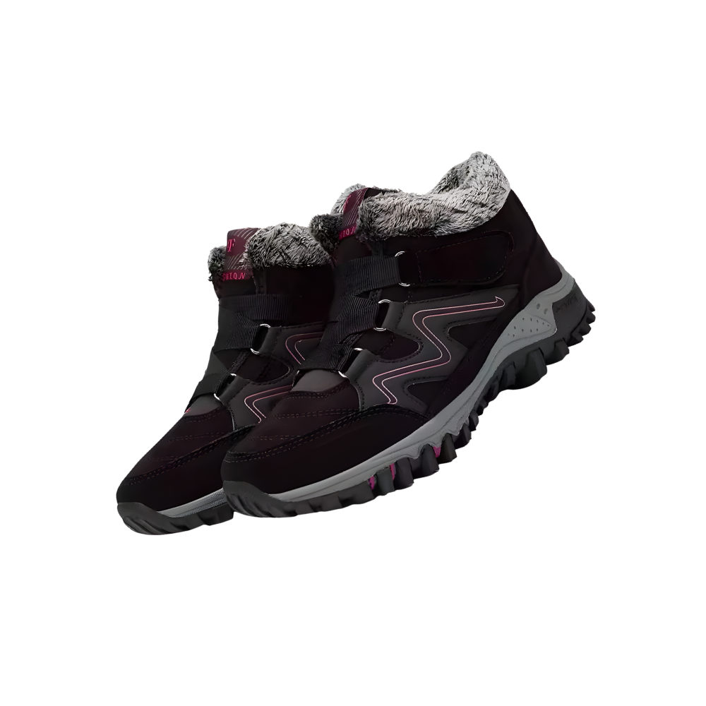 Fleece-Lined Warm Winter Shoes -Black Pink - Ozerty