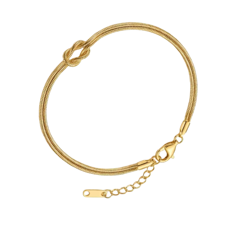 Love Knot Necklace & Bracelet -Gold - Ozerty