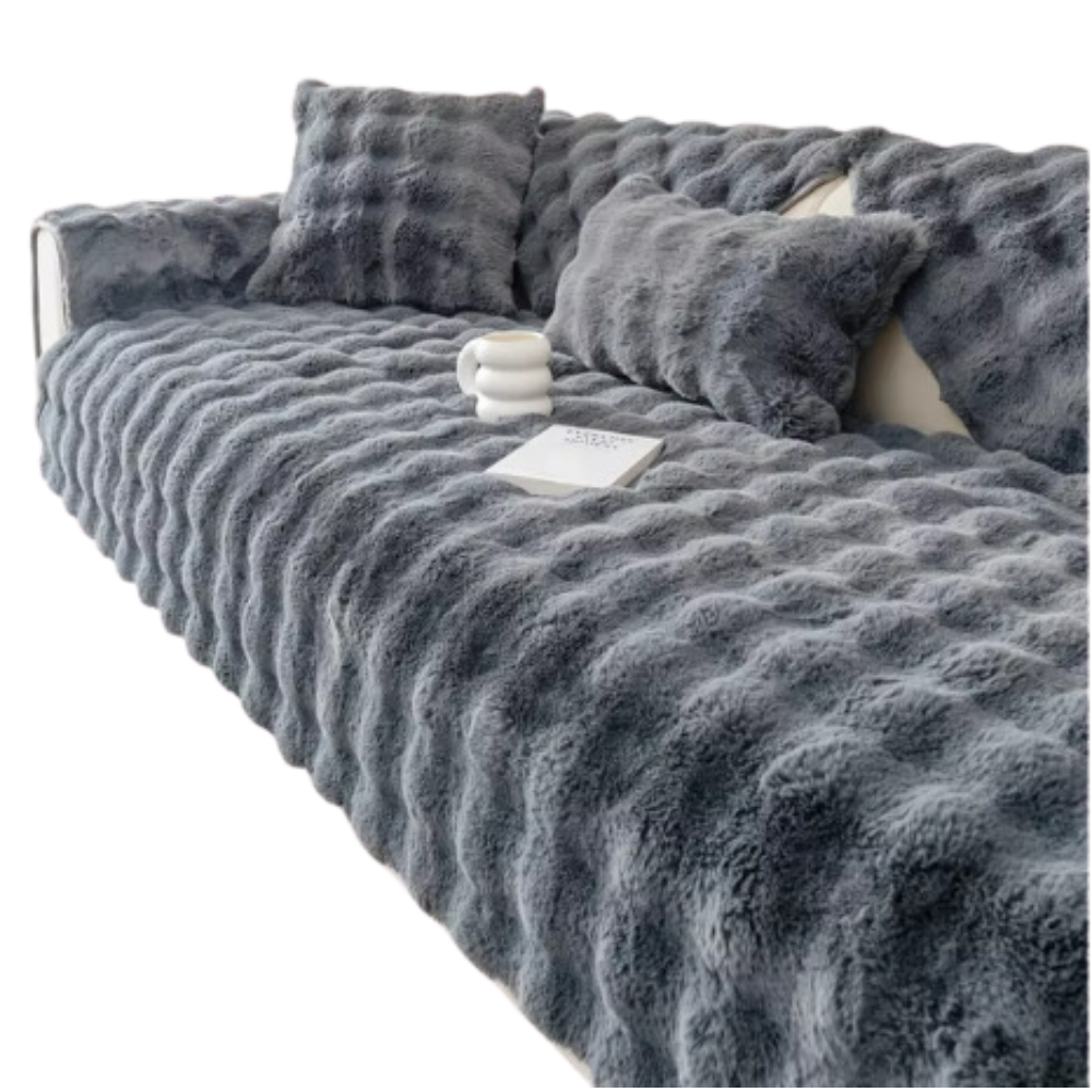 Luxurious Polyester Plush Couch Covers -Dark Grey - Ozerty