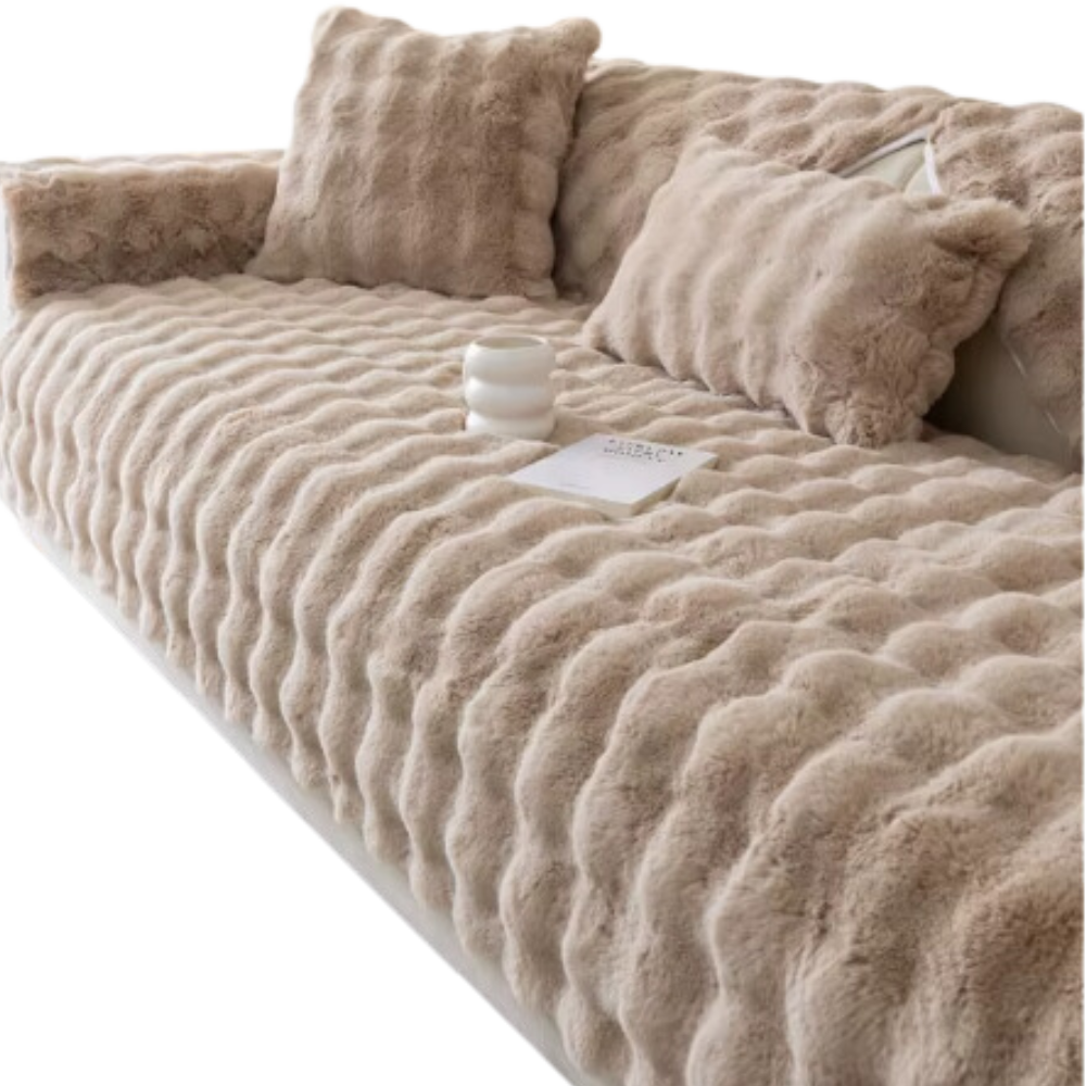 Luxurious Polyester Plush Couch Covers -Khaki - Ozerty