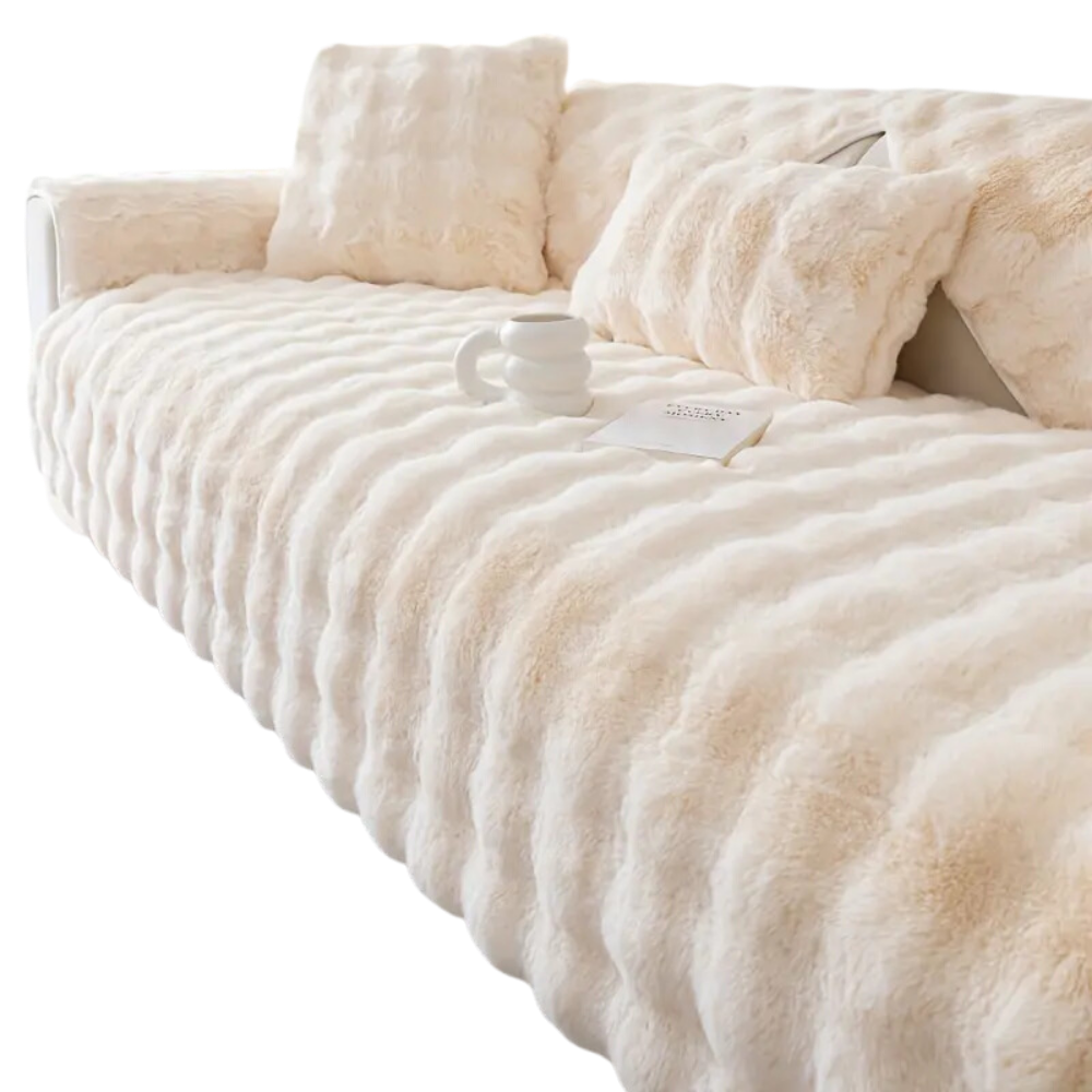 Luxurious Polyester Plush Couch Covers -White - Ozerty