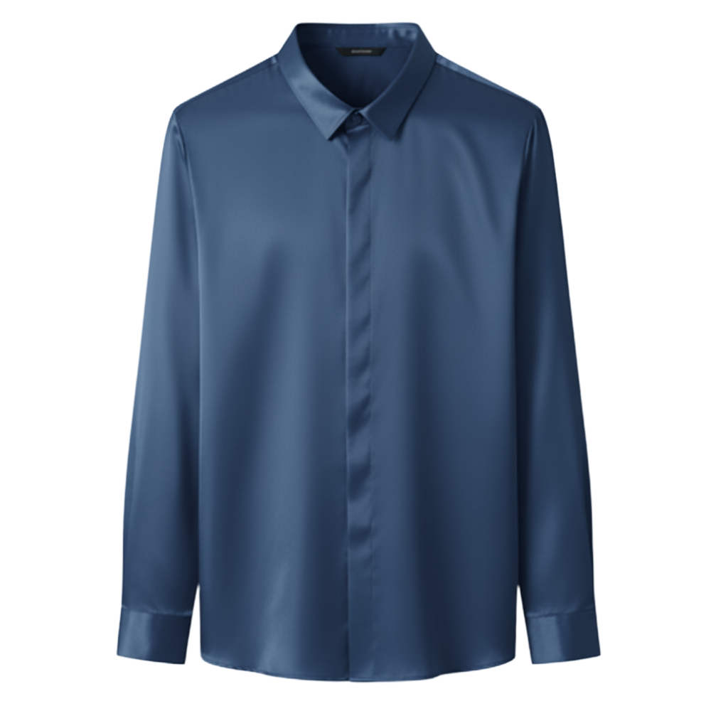 Non Iron Silk Blend Men's Polo -Blue - Ozerty