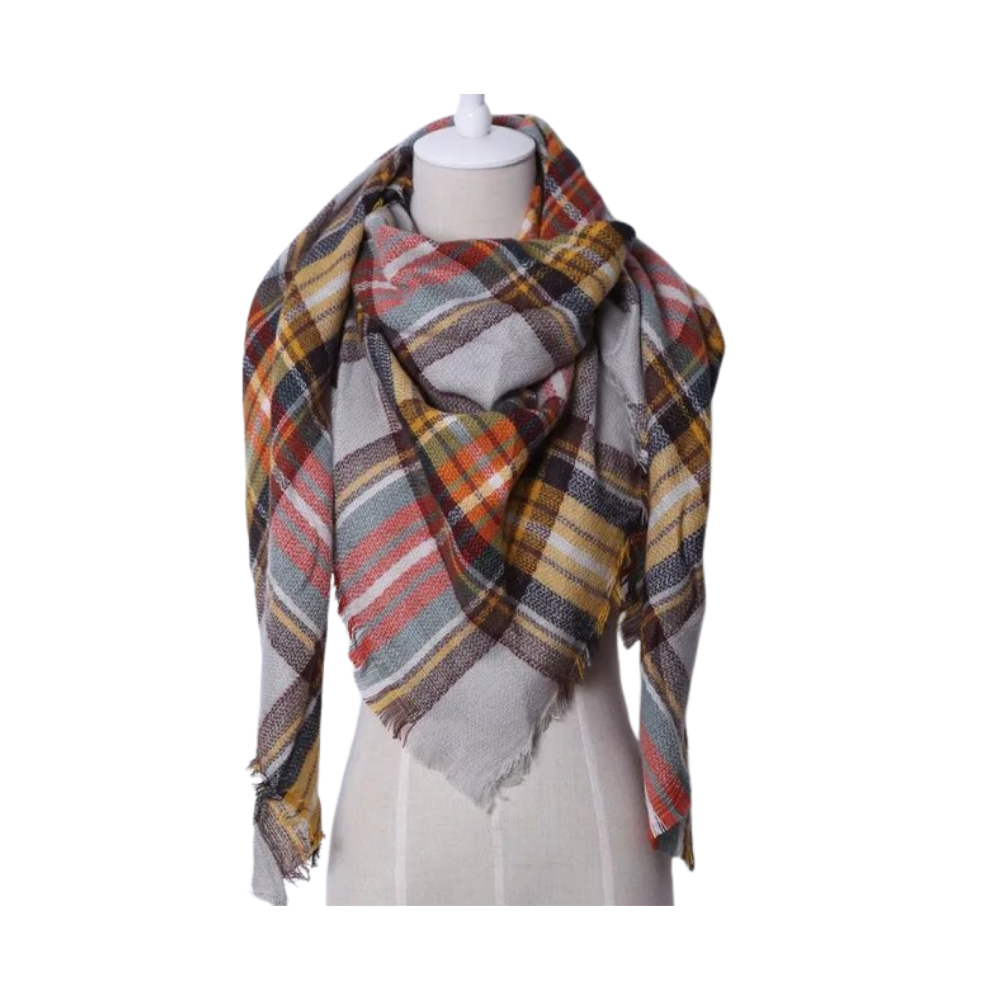 Plaid Cashmere Scarf Mohair feel -Brussels - Ozerty