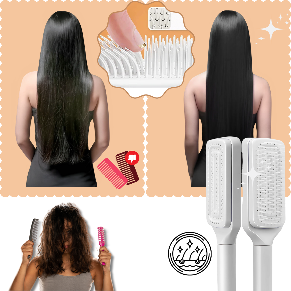 Scalp Massage Self-Cleaning Hair Brush - Ozerty