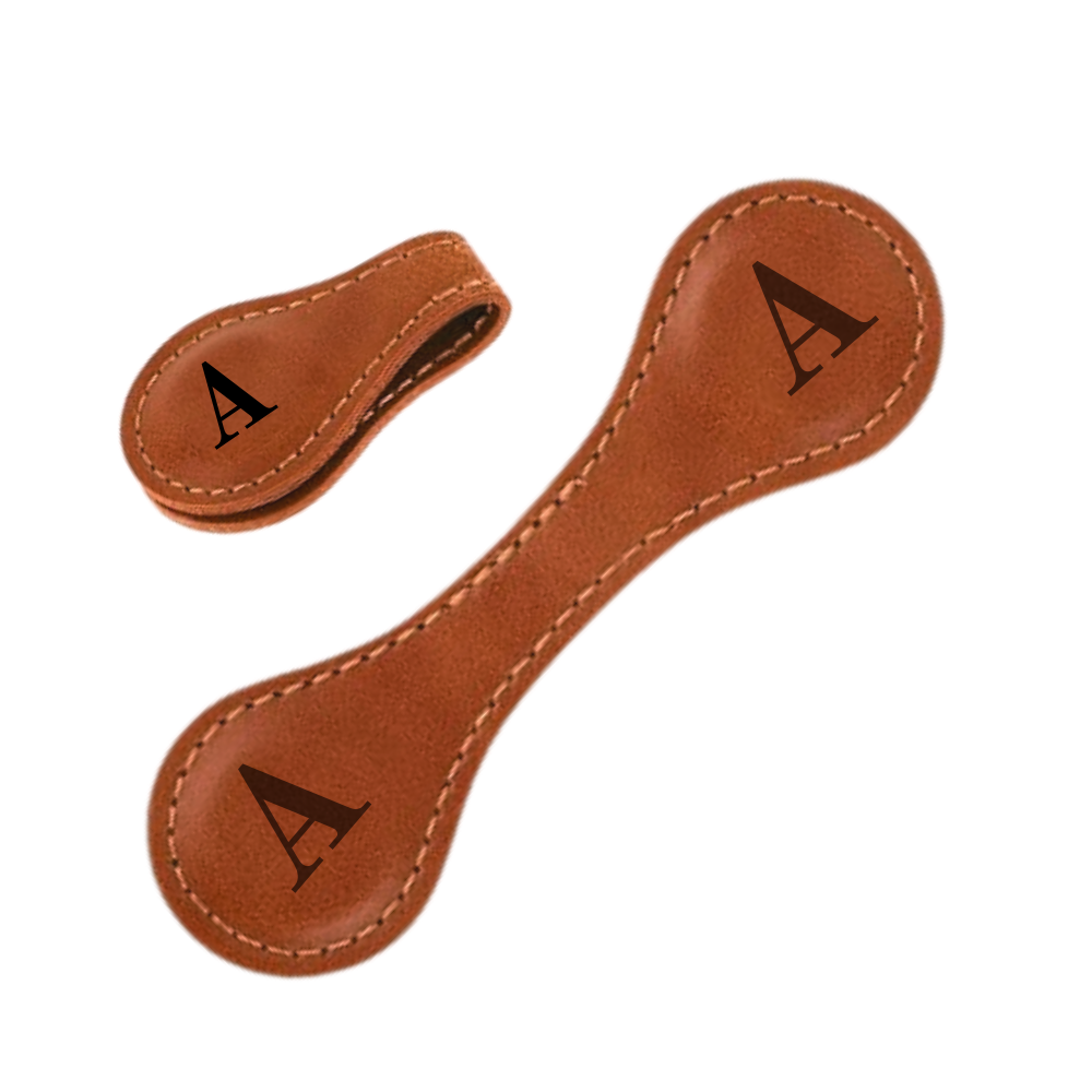 Sleek Personalized Magnetic Leather Bookmark -Brown - Ozerty