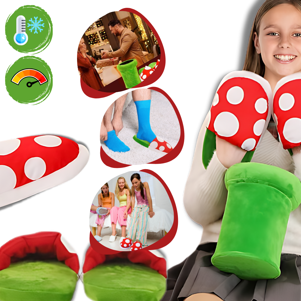 Soft Plush Mario Piranha Plant Slippers - Ozerty