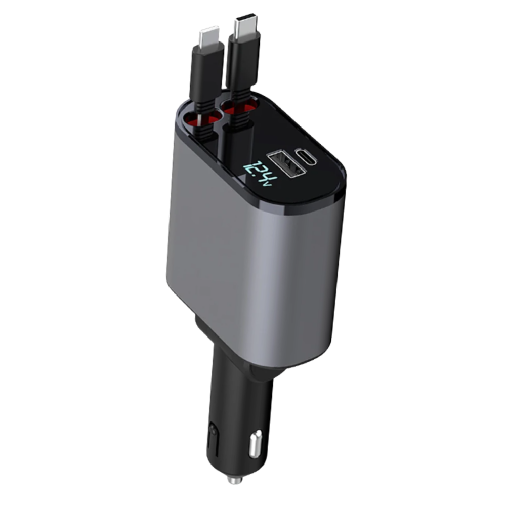 Telescopic Car Charging Station -Type C + Apple - Ozerty