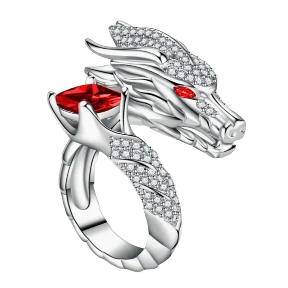 Unique Handmade Silver Dragon Ring  - Ozerty