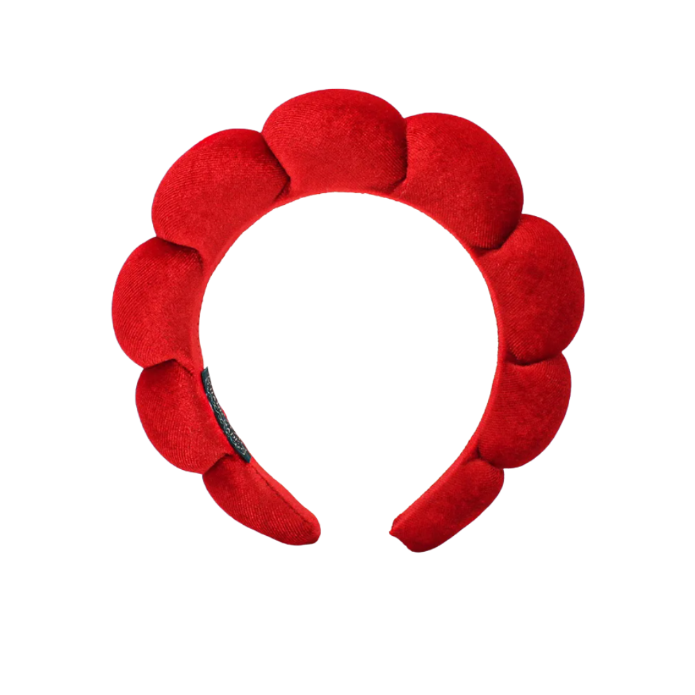Velvet Skincare Headband -Red - Ozerty
