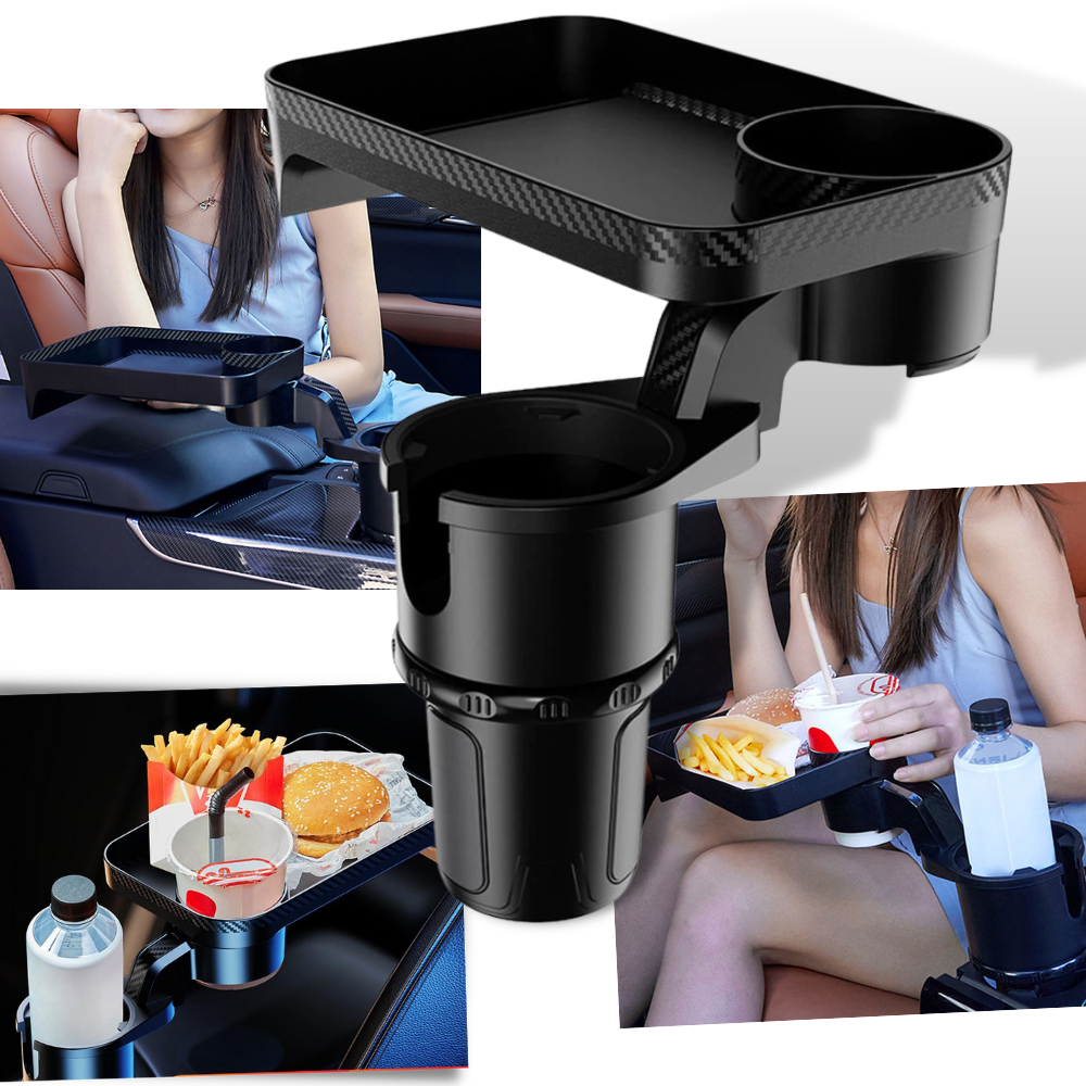 Car Cup Holder and Rotating Tray -