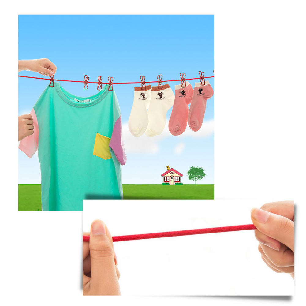 4m Stretch Camping Clothesline with Pegs