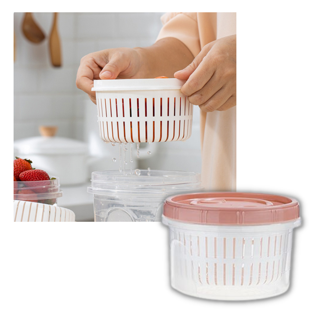 Stackable Food Container with Drainer