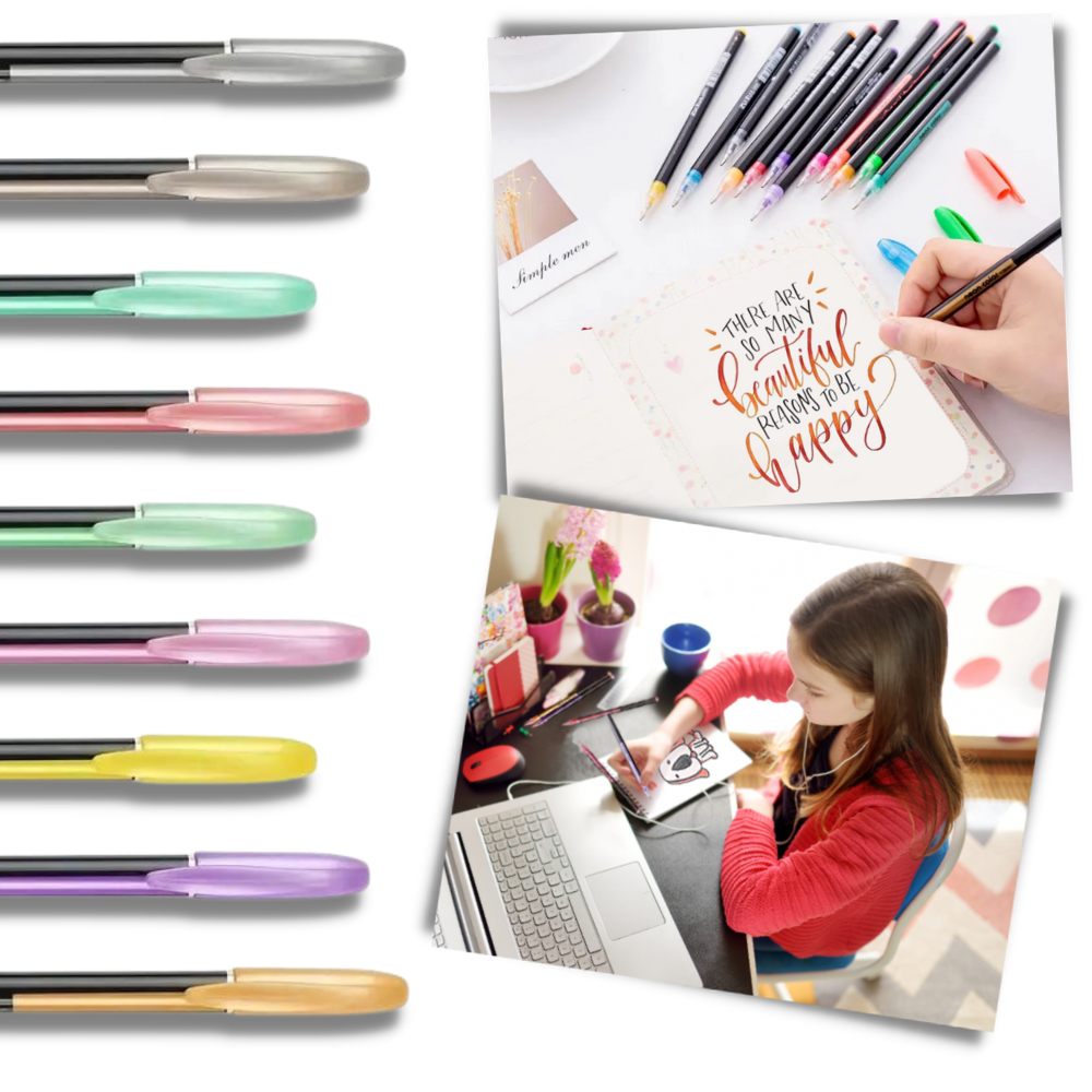 48-Color Glitter Gel Pens Set - Ozerty