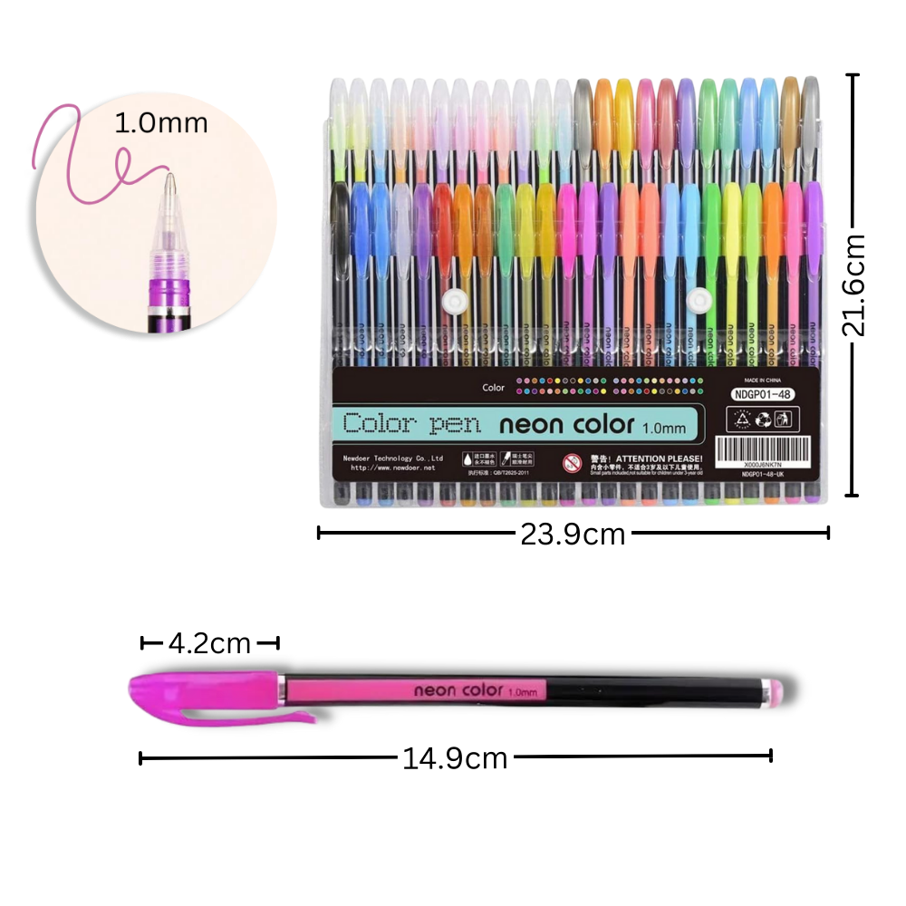 48-Color Glitter Gel Pens Set - Ozerty