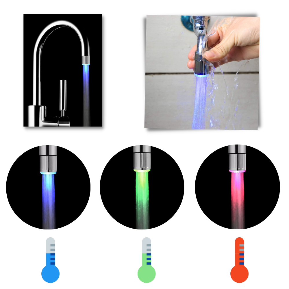 Tap Nozzle With Colour-Changing Temperature Sensor