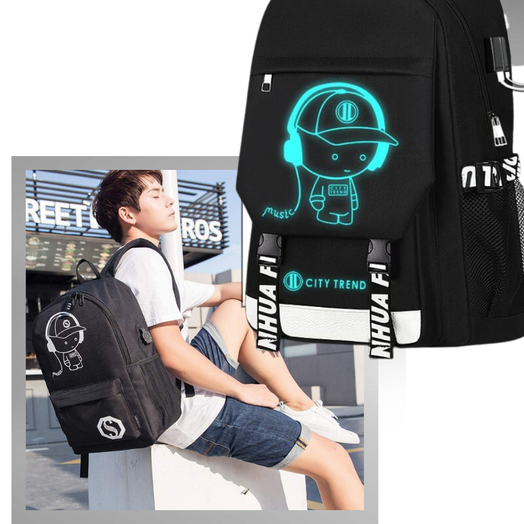 Luminous anime laptop backpack