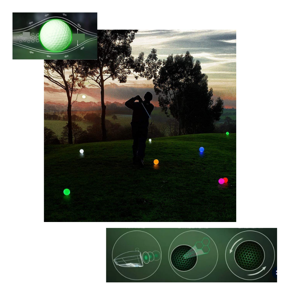 Pack of 6 LED Glowing Golf Balls