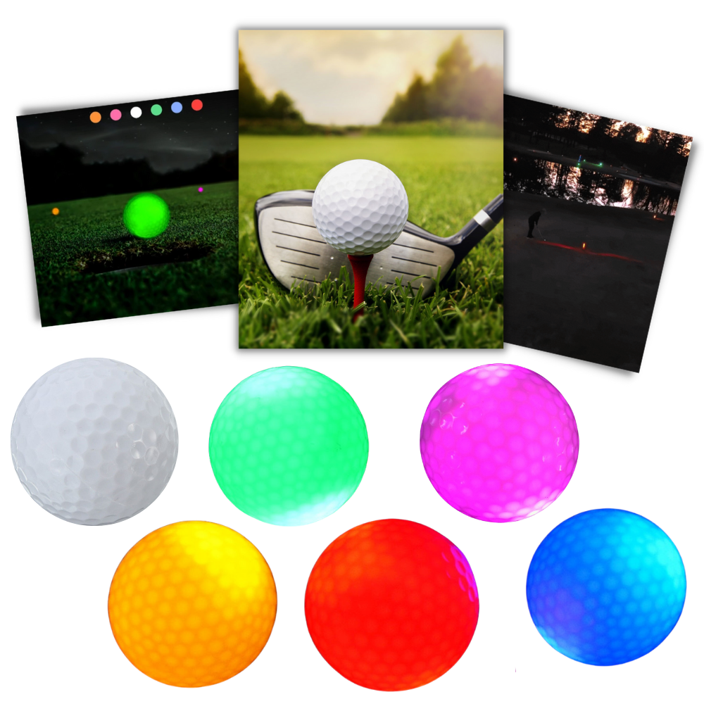Pack of 6 LED Glowing Golf Balls -