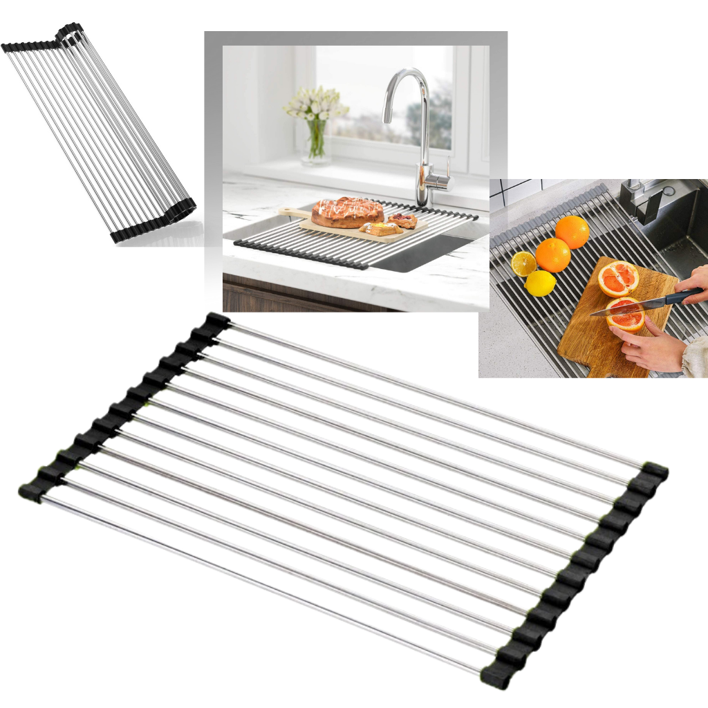 Roll-up stainless steel drainer for dishes and food - Ozerty